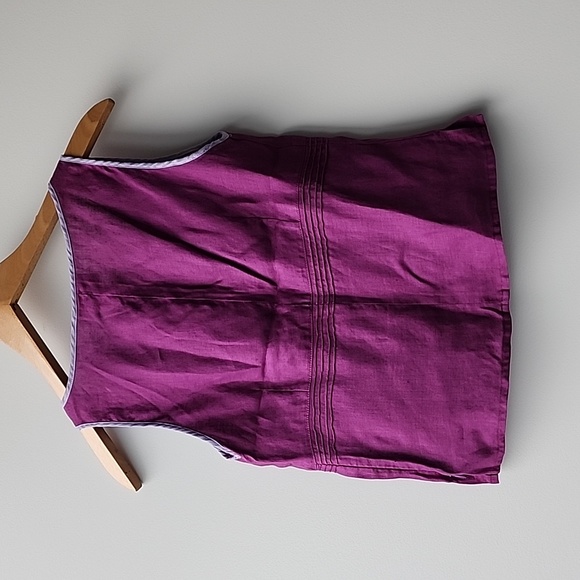 Vintage Ann Taylor Petites V Neck Cropped Linen Tank Top - Picture 5 of 5